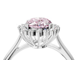 White gold Fancy Pink Oval  Cut Diamond Halo Ring with Solitaire Band and Prong Setting_57