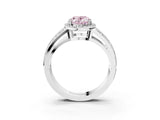 White gold Fancy Pink Oval Cut Diamond Halo Ring with Split Shank Pavé Band and Four-Prong Setting_15