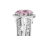 White gold Fancy Pink Oval Cut Diamond Halo Ring with Split Shank Pavé Band and Four-Prong Setting_17