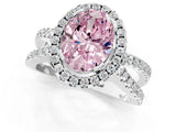 White gold Fancy Pink Oval Cut Diamond Halo Ring with Split Shank Pavé Band and Prong Setting_80