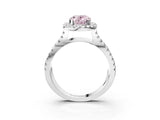 White gold Fancy Pink Oval Cut Diamond Halo Ring with Split Shank Pavé Band and Prong Setting_82