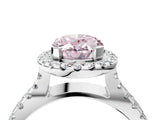 White gold Fancy Pink Oval Cut Diamond Halo Ring with Split Shank Pavé Band and Prong Setting_83