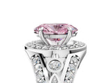 White gold Fancy Pink Oval Cut Diamond Halo Ring with Split Shank and Bezel Accents and Four-Prong Setting_5