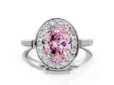 White gold Fancy Pink Oval Cut Diamond Halo Ring with Split Shank and Four-Prong Setting_62