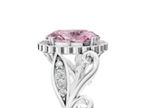 White gold Fancy Pink Oval Cut Diamond Halo Ring with Vintage Split Shank and Four-Prong Setting_102