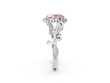 White gold Fancy Pink Oval Cut Diamond Halo Ring with Vintage Split Shank and Four-Prong Setting_109