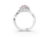 White gold Fancy Pink Oval Cut Diamond Halo Ring with Vintage Split Shank and Four-Prong Setting_110