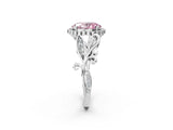 White gold Fancy Pink Oval Cut Diamond Halo Ring with Vintage Split Shank and Four-Prong Setting_99