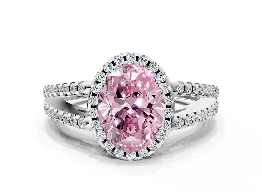 White gold Fancy Pink Oval Cut Diamond Halo Split Shank Engagement Ring_51