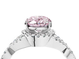 White gold Fancy Pink Oval Cut Diamond  Halo Twist Band Solitaire Prong Setting Ring_29