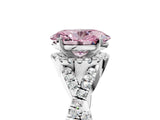 White gold Fancy Pink Oval Cut Diamond  Halo Twist Band Solitaire Prong Setting Ring_30