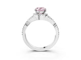 White gold Fancy Pink Oval Cut Diamond  Halo Twist Band Solitaire Prong Setting Ring_61