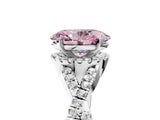 White gold Fancy Pink Oval Cut Diamond  Halo Twist Band Solitaire Prong Setting Ring_63