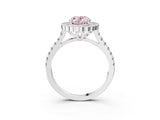 White gold Fancy Pink Oval  Cut Diamond Milgrain Floral Halo Engagement Ring with Pavé Band_18
