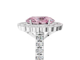 White gold Fancy Pink Oval  Cut Diamond Milgrain Floral Halo Engagement Ring with Pavé Band_20