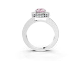 White gold Fancy Pink Oval Cut Diamond Milgrain Halo Engagement Ring with Round Pavé Band and Prong Setting_15