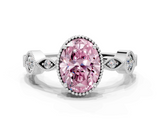 White gold Fancy Pink Oval  Cut Diamond Milgrain Marquise Band with Prong Setting_3