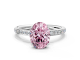 White gold Fancy Pink Oval  Cut Diamond Pavé Band Ring with Four-Prong Setting_24