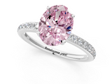 White gold Fancy Pink Oval  Cut Diamond Pavé Band Ring with Four-Prong Setting_25