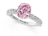 White gold Fancy Pink Oval Cut Diamond Pavé Band Solitaire Ring with Prong Setting_87