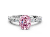 White gold Fancy Pink Oval Cut Diamond Pavé Band Solitaire Ring with Prong Setting_88