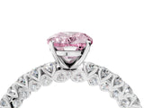 White gold Fancy Pink Oval Cut Diamond Pavé Band Solitaire Ring with Prong Setting_90