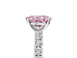White gold Fancy Pink Oval Cut Diamond Pavé Band Solitaire Ring with Prong Setting_93