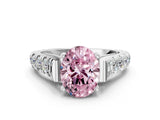 White gold Fancy Pink Oval  Cut Diamond Pavé Band Solitaire with Four-Prong Setting_37