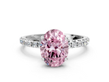 White gold Fancy Pink Oval  Cut Diamond Pavé Band Solitaire with Four-Prong Setting_3