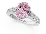 White gold Fancy Pink Oval  Cut Diamond Pavé Band Solitaire with Four-Prong Setting_4