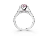 White gold Fancy Pink Oval  Cut Diamond Pavé Band Solitaire with Four-Prong Setting_40