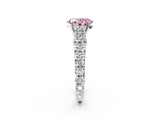 White gold Fancy Pink Oval  Cut Diamond Pavé Band Solitaire with Four-Prong Setting_41