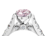 White gold Fancy Pink Oval  Cut Diamond Pavé Band Solitaire with Four-Prong Setting_41