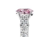 White gold Fancy Pink Oval  Cut Diamond Pavé Band Solitaire with Four-Prong Setting_44