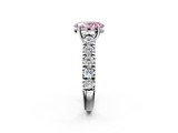 White gold Fancy Pink Oval  Cut Diamond Pavé Band Solitaire with Four-Prong Setting_5
