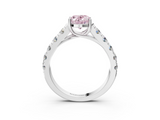 White gold Fancy Pink Oval  Cut Diamond Pavé Band Solitaire with Four-Prong Setting_6