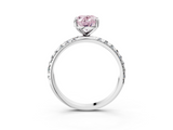 White gold Fancy Pink Oval  Cut Diamond Pavé Band Solitaire with Four-Prong Setting_6