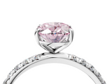 White gold Fancy Pink Oval  Cut Diamond Pavé Band Solitaire with Four-Prong Setting_7