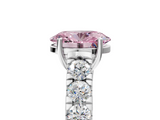 White gold Fancy Pink Oval  Cut Diamond Pavé Band Solitaire with Four-Prong Setting_8