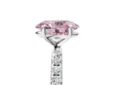 White gold Fancy Pink Oval  Cut Diamond Pavé Band Solitaire with Four-Prong Setting_8