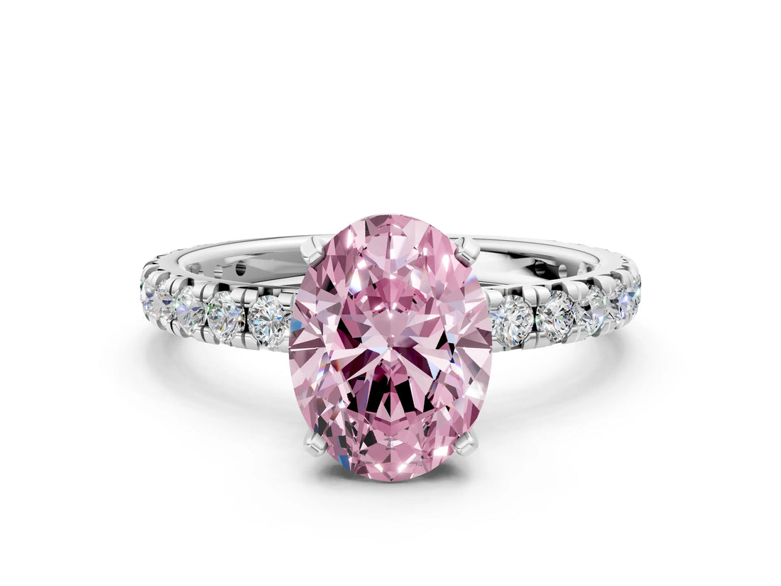 White gold Fancy Pink Oval  Cut Diamond Pavé Band with Four-Prong Setting_22