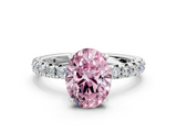 White gold Fancy Pink Oval  Cut Diamond Pavé Band with Four-Prong Setting_3