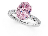White gold Fancy Pink Oval  Cut Diamond Pavé Band with Four-Prong Setting_4