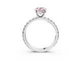 White gold Fancy Pink Oval  Cut Diamond Pavé Band with Four-Prong Setting_6