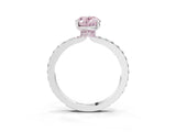 White gold Fancy Pink Oval Cut Diamond Pavé Engagement Ring with Round  Accents and Prong Setting_128