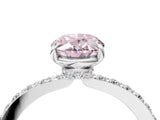 White gold Fancy Pink Oval Cut Diamond Pavé Engagement Ring with Round  Accents and Prong Setting_129