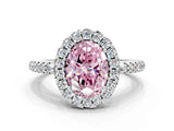 White gold Fancy Pink Oval Cut Diamond Pavé Halo Ring with Four-Prong Setting_48