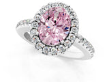 White gold Fancy Pink Oval Cut Diamond Pavé Halo Ring with Four-Prong Setting_49