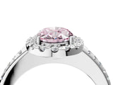 White gold Fancy Pink Oval Cut Diamond Pavé Halo Ring with Four-Prong Setting_52