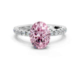 White gold Fancy Pink Oval Cut Diamond Pavé Solitaire Engagement Ring with Four-Prong Setting_112